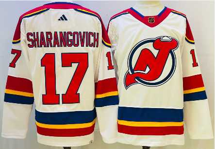 Men%27s New Jersey Devils #17 Yegor Sharangovich White 2022 Reverse Retro Authentic Jersey